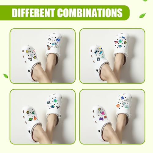 35PCS Soccer & Astronaut Sports Croc Pins, Kids' Sandal & Slipper Charms, Video Game & Party Favor Accessories