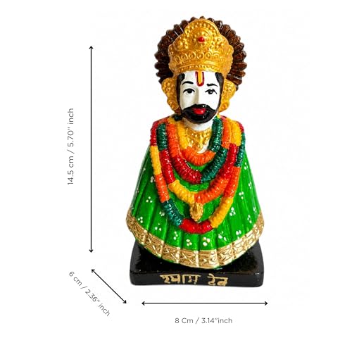 Image of eCraftIndia Green Khatu Shyam Ji Idol for Home Decor | Decorative Khatu Shyam Statue with Garland Design | Spiritual Showpiece for Temple, Living Room & Gifting