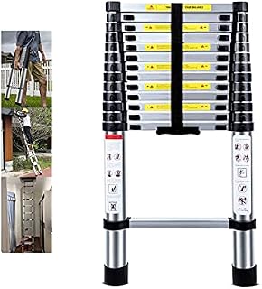 Telescopic Ladder 4.1M Multi-Purpose Folding Aluminium Telescoping Ladder Extendable Portable Loft Ladder Foldable Ladder with EN131 and CE Standard(13.5FT/4.1M)