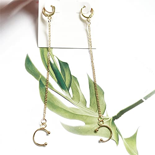 Andpai Chic Minimalist Punk Silver Gold Hypoallergenic Dangle Drop Earrings With Round Huggie Hoop Ear Cuff Chain Earrings For Women Girls (Gold) #TOP6