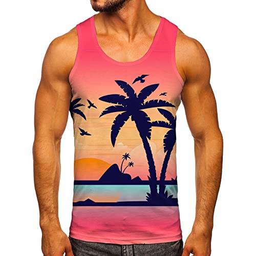 Bmisegm Mens Workout Tank Tops Men Fashion Spring Summer Casual Sleeveless O Neck Printed Tank Tops Blouse #TOP18