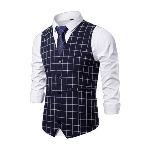 Men's Vest Spring Autumn Casual Checkered Business Sleeveless Office Sleeveless Top3