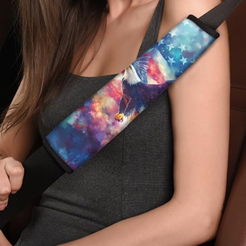 Image of AFPANQZ USA Eagle Flag Car Seat Belt Pads Covers Harness Vehicle for Adults Kids 1 Pair /Set Safety Seatbelt Cushion Pad Cute Shoulder Straps Pads for Bags