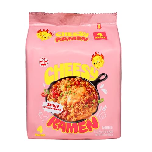 OTOKI Cheesy Ramen – Cheddar & Mascarpone Flavor | Creamy & Savory Stir-Fry Korean Instant Noodles | 3.88 oz (Pack of 4)