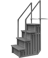 Aqua Select Anti-Slip In-Pool Steps Gray for Above Ground Pools - Deck Mount 48-54in, 350lbs Capacity Safety Stairs