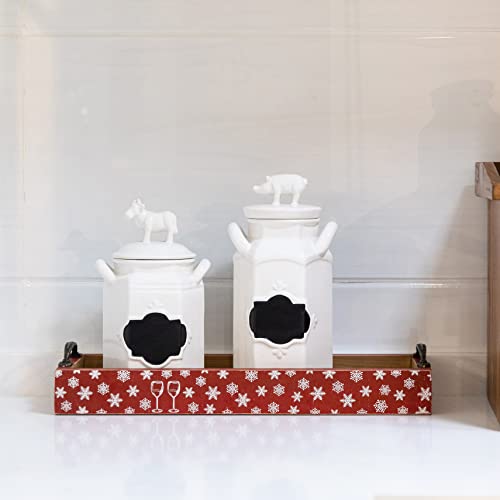 Collective Home - Serving Trays, Rectangular Tray With Handles, Vintage Wooden Decorative Tray, Rustic Serving Trays For Living Room Bedroom (Christmas) #TOP5