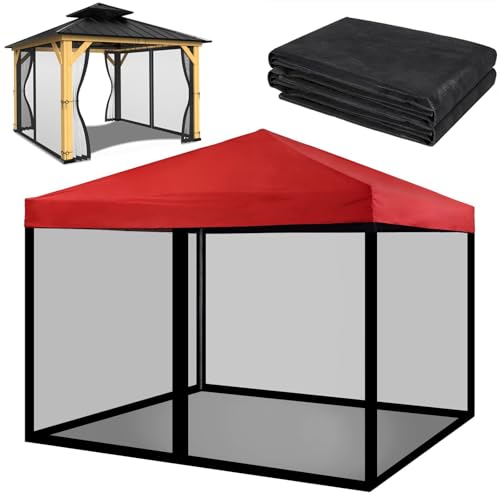 Tappio 10x10 Mosquito Net with Zipper for Patio Camping Gazebo and Canopy Tent, Outdoor Gazebo Replacement Mosquito Netting Tent Screen Wall, Ultra Fine Mesh(Only Net No Frame)