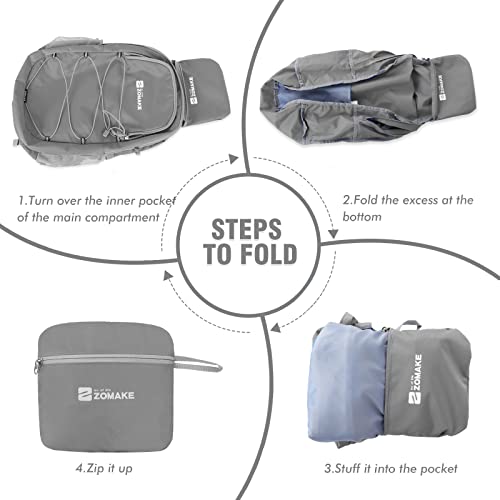 Image of ZOMAKE Ultra Lightweight Hiking Backpack 28L, Packable Small Backpacks Water Resistant Daypack for Women Men(Medium grey)