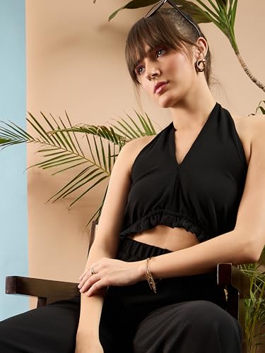 Image of SASSAFRAS Women's Knitted Halter Neck Jumpsuit