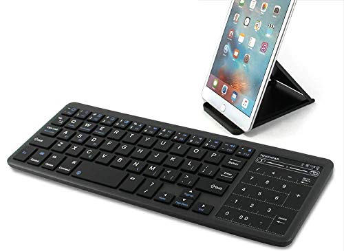 Ovegna BT12: Clavier sans Fil Bluetooth, rétro-éclairé RGB, Pavé Tactile & Numérique, Batterie Lithium Rechargeable, avec Sortie USB, sous Windows, Android, iOS, Mac,PC, Tablette et Smartphone (Noir)