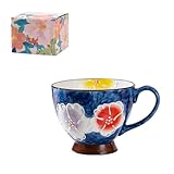 Taza de agua de cerámica de gran capacidad para el hogar de 450 ml con exquisita personalidad creativa, Seto Burn azul (caja de color)