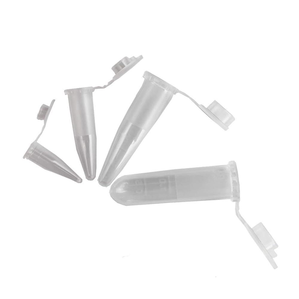 LAMPPE 4 Size 0.2ml 0.5ml 1.5ml 2ml Microcentrifuge Tube Graduated Holder Vial Tiny Container with Snap Cap, Clear EP Tube for Tiny Seeds Scre Storage