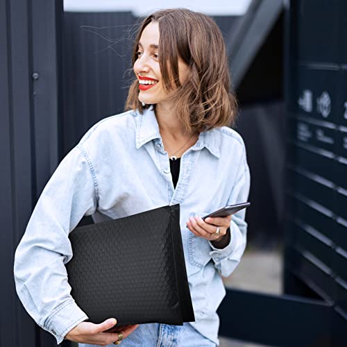 Image of Fuxury 100 Pack Black Bubble Mailers 8.5x12 inch Medium Opaque Bubble Envelopes Strong Adhesion Bubble Mailer Thick Padded Envelopes Mailers for Small Business Mailing Books Clothes Makeup Supplies
