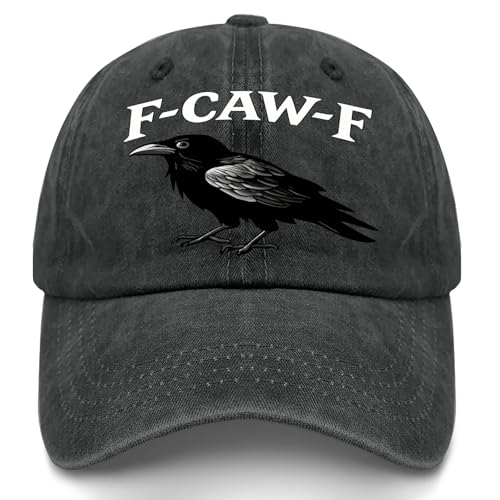 F-Caw F Funny Black Bird Hat for Women Fashion Washed Distressed Baseball Caps