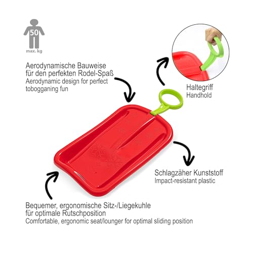 Snow Play Bob Arrow 74cm - Schlagzäher Kunststoff, Haltegriff, Maximalgewicht: 50 kg, aerodynamische Bauweise