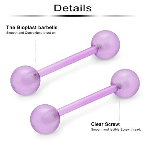 Ftovosyo 14G 16mm Glow in Dark Flexible Acrylic Straight Tongue Nipple Ring Retainer Body Piercing Jewelry for Women Men 6-36PCS3