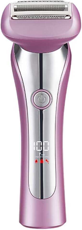 Depilador Eletrico Feminino, Barbeador elétrico suave e sedoso para mulheres, 3 lâminas sem fio lâmina e aparador de biquíni para uso molhado ou seco, rosa