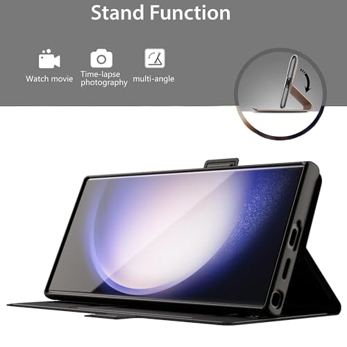 Image of Kapa Noble Slim Magnetic Leather Flip Case Cover for Samsung Galaxy S24 Ultra | Card Holder Stand Leather Flip Wallet Case (Black)