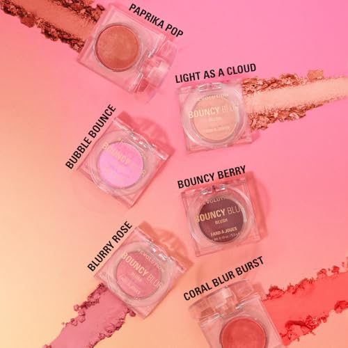 Image of Revolution, Bouncy Blur Blush, Powder Makeup Blush for Cheeks, Buildable Formula, Vegan & Cruelty-Free, Bouncy Berry, 0.19 oz
