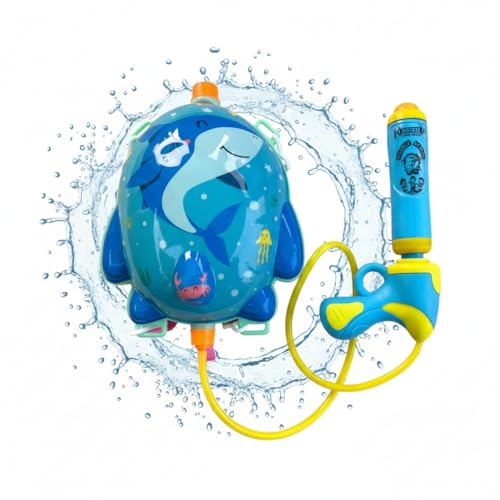 Image of Holi Pressure Pichkari with Fish Character Bag Tank- 3 LTR, with Free Balloons, Gulal and Surprise Holi Gift | Multicolor | 2 Mode Water Gun | PoPo Toys