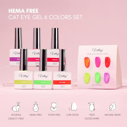 Kit de esmaltes de uñas en gel neon Vettsy sin HEMA, 6 colores miniatura 2