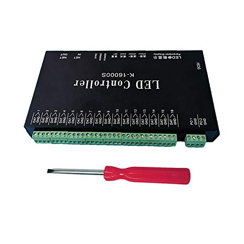 AUTUNEER LED Controller K16000S DC5V Support Madrix Artnet Online Offline 16,384 Pixels Addressable SD Card Programmable LED Controller for WS2812B WS2811 UCS1903 RGB LED Lights Strip
