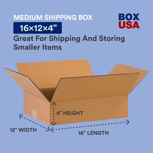 Image of BOX USA 16 x 12 x 6 Corrugated Cardboard Boxes, Flat 16 inchL x 12 inchW x 6 inchH, Pack of 75 | Shipping, Packaging, Moving, Storage Box for Home or Business, Strong Wholesale Bulk Boxes