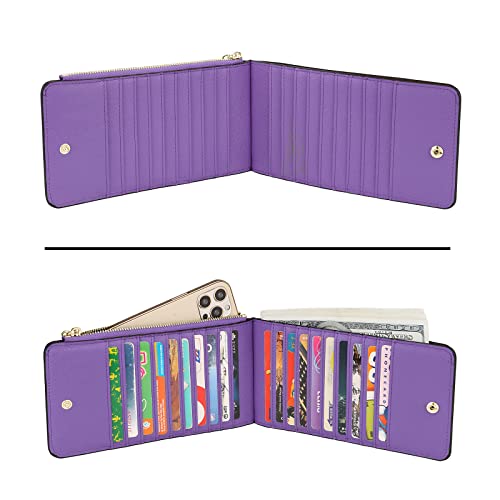 Uromee Wallet Women RFID Blocking Leather Slim Multi Card Holder Organizer with Zipper Pocket Bifold3