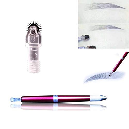 Guapa 20pcs Microblading Needles 7mm Permanent Makeup Fog Shading Needles Kit Fast Coloring Roller Pins for Eyebrow Beauty + Tattoo Manual Pen(7mm 20+Pen)