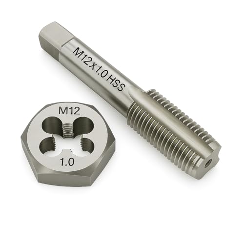 Image of M12x1.0 Metric Tap and Die Set Right Hand HSS Tap & GCr15 Hex Die for Metal Thread Repair