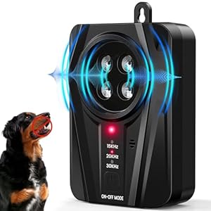 Dog Bark Deterrent Devices, Automatic Anti Barking Device with 4 Ultrasonic Transmitters Long Range 50FT, 3 Mode Rechargble Barking Control Devices, Effective Stop Bark Box Outdoor & Indoor
