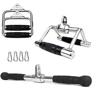 Triceps Pull Down Attachment,Rotating Straight Bar,Double D Handle,2 One Hand Grip,LAT Pull Bar,Rotating Bar Cable Machine Attachments for Home Gym,Fitness Equipment Accessories