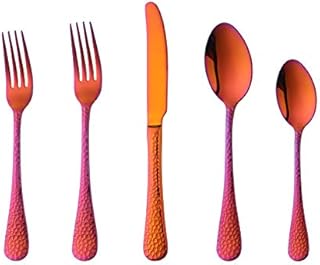 Bisda Flatware Silverware Set, Stainless Steel Cutlery Sets, Multipurpose Use for Home, Kitchen, Restaurant, Hotel Tableware Utensil Service for 4 (Orange, 20 Pieces)