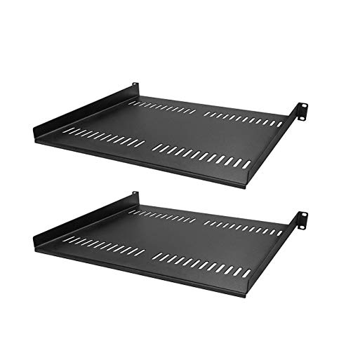 350mm (13.77") Deep, Heavy Duty Steel 1U 19'' Wide Vented Shelf for Server Cabinet. 2 Pack 7 Year Warranty!