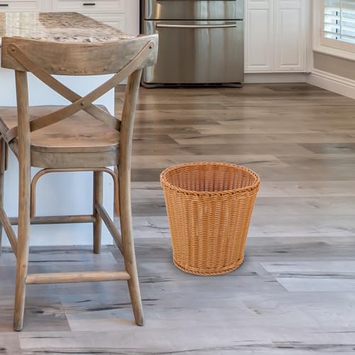 Image of Ciieeo Woven Trash can Small Desktop Waste Basket Natural Rattan Style Wicker Wastebasket for Bathroom Bedroom Kitchen Office Storage 9.64X8.26X6.29 Inches