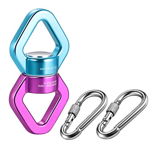 MDAIRC Safety Rotational Device, Aluminum Alloy Double-Ball Bearing Swivel, Holds Up 8500+ Lbs, Minimum Breaking Strength 40 kN, Spins & Rotates 360° for Smooth Rope Climbing, Hiking & Exercise