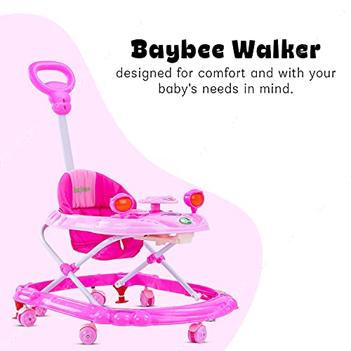 Baybee-Nemo-Baby-Walker-for-Kids-Foldable-Kids-Walker-with-3-Height-Adjustable-Parental-Push-Handle-Walker-for-Baby-with-Music-Light-Activity-Walker-Walker-Baby-6-18-Months-Boy-Girl-Pink