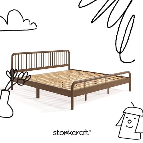Image of Storkcraft Porto King Bed Frame, Hazelnut