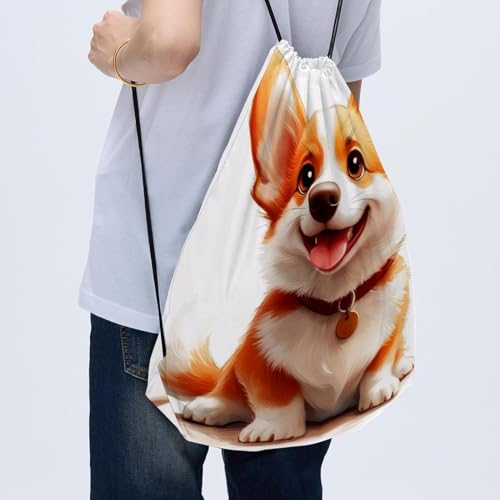 Sac à dos corgis pliable avec cordon de serrage résistant à l'eau pour adulte