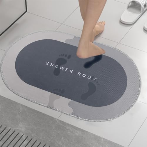 Tapis de bain séchage rapide et absorbant gris pour douche - 4