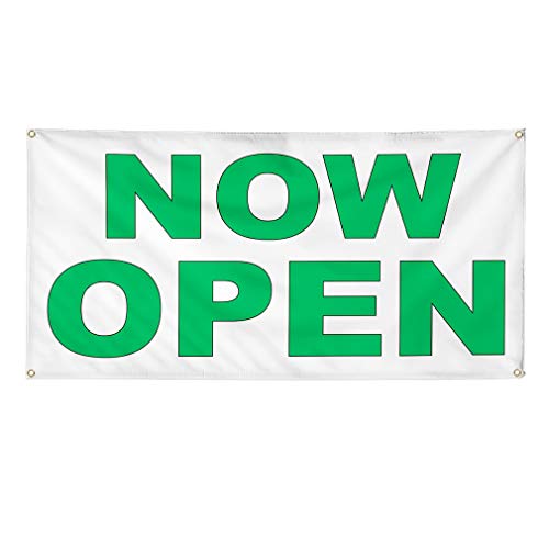 Vinyl Banner Multiple Sizes Now Open Green B Business Outdoor Weatherproof Industrial Yard Signs 4 Grommets 24X48Inches #TOP6