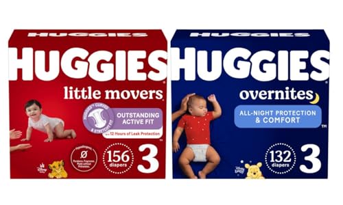 Image of Huggies Little Movers & Overnites Bundle: Size 3 (16-27 lbs), 288ct (6 packs of 48)