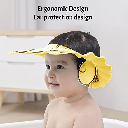 Image of Baby Shower Cap Toddler Bath Hat Adjustable Shampoo Cap Waterproof Bath Cap with Ear Protection Safe Shower Visor Soft EVA Washing Hair Shield Hat for Infants Kids Children Boys Girls 6 Months-6 Years