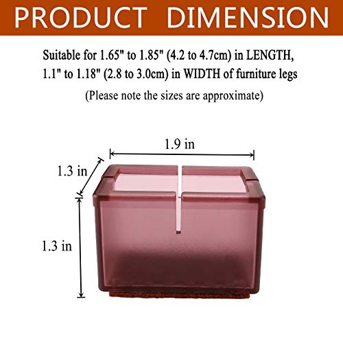 Chair Leg Caps, Warmhut 16Pcs Transparent Clear Silicone Table Furniture Leg Feet Tips Covers Wood Floor Protectors, Felt Pads, Prevent Scratches (Rectangle)(Brown) #TOP1