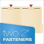 Pendaflex Fastener File Folders, 2 Fasteners, Pockets with Prongs, File Organizers for School, Home and Office, Letter Size, Manila, 1/3 Cut Tabs, in Left, Right, Center Positions, 50 Per Box (FM213) - Image 2