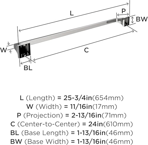 Image of Amerock Mulholland 24 inch Chrome Towel Bar