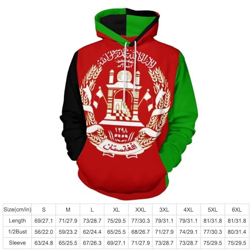 Sweat a capuche homme drapeau afghan imprimé 3D avec poche