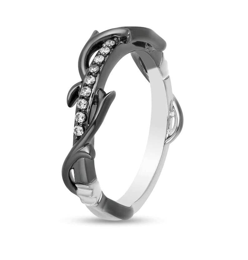 0.40 Ct Round Cut White Diamonds Enchanted Disney Maleficent Wedding Band Ring in 925 Sterling Silver Two Tone Gold Finish2