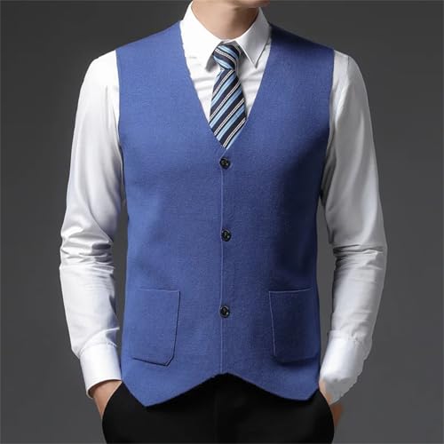 Yeuyyben Men's Autumn And Winter Solid Color Sweater Vest Thick Warm Single Breasted Cardigan Vest Sleeveless Top4