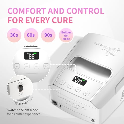 Image of iGel Beauty Hybrid PRO 3.0 XL UV /LED Nail Lamp - Wireless Rechargeable 48W Nail Dryer, Extra Wide Full-Hand Curing, 9000mAh Battery, Smart Timer & Builder Gel Mode, Cordless Professional Lamp